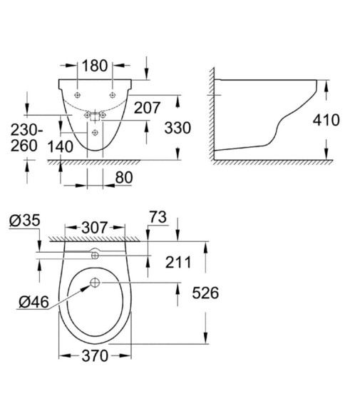Биде подвесное Grohe Bau Ceramic (39433000)