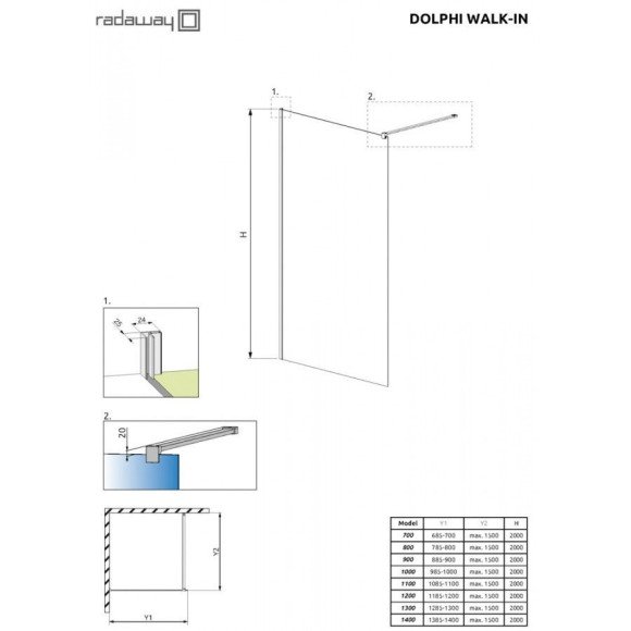 Душевые двери Radaway Dolphi Walk-In 110 (390110-01-01) Душевые двери Radaway Dolphi Walk-In 110 (390110-01-01)