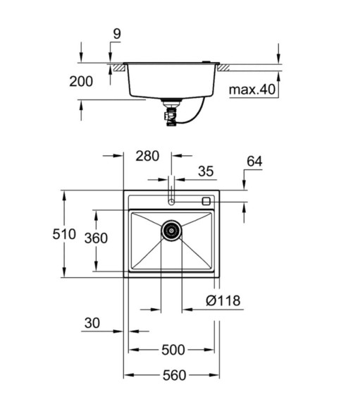 Кухонна мийка гранітна Grohe K700, 56x51, сірий (31651AT0)