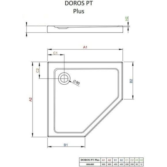 Душовий піддон Radaway Doros PT Plus, 90x90 (SDRPTP9090-01)
