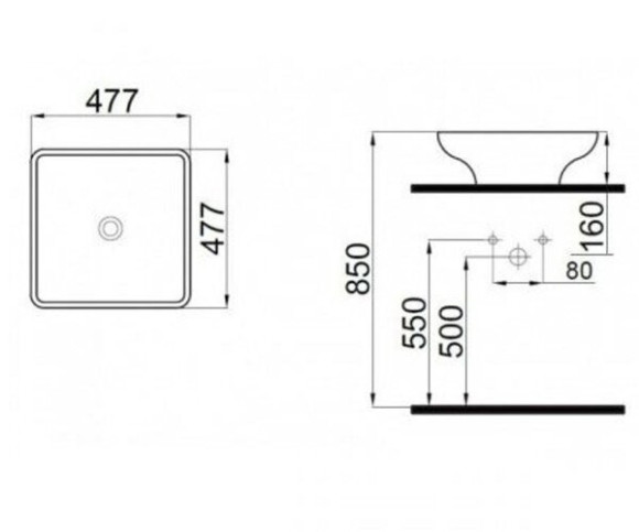 Умывальник врезной Idevit Square, 48 (0101-2486)