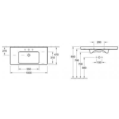 Умывальник подвесной Villeroy&Boch Subway 2.0, 100 (7175A001)