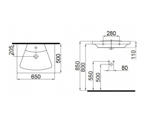Умывальник врезной Idevit Vega, 65 (2801-0505)