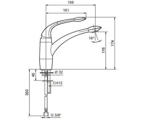 Змішувач для кухні Emmevi Trilly, одноважільний, червоний (CRO51007)