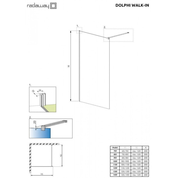Душевые двери Radaway Dolphi Walk-In 140 (390140-01-01) Душевые двери Radaway Dolphi Walk-In 140 (390140-01-01)