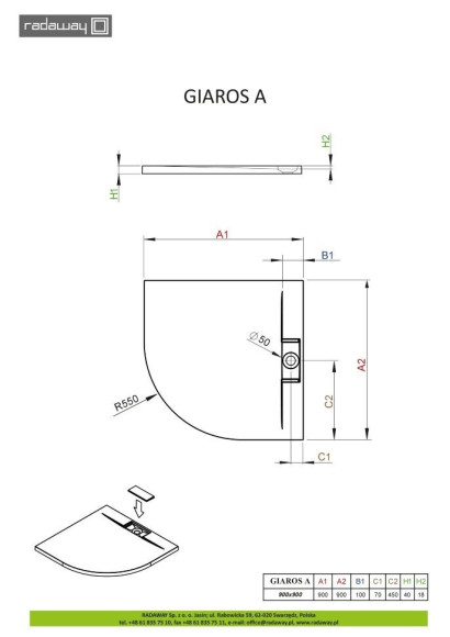 Душевой поддон Radaway Giaros A, 90x90 (MKGA9090-03)
