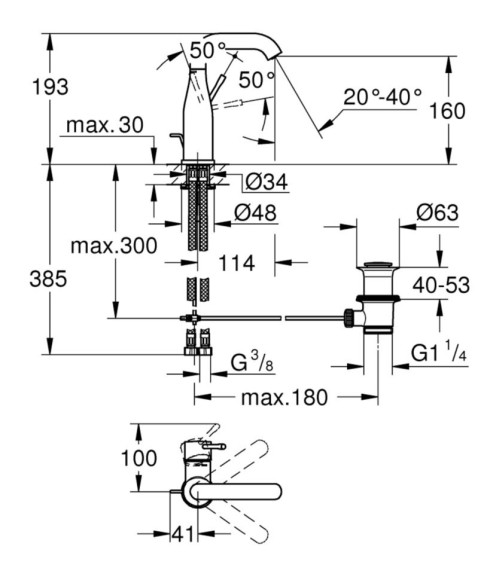 Cмеситель для умывальника Grohe Essence, однорычажный, хром (23462001) Cмеситель для умывальника Grohe Essence, однорычажный, хром (23462001)