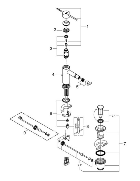 Змішувач для біде Grohe Essence, одноважільний, хром (32935001)
