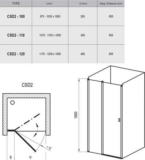 Душевые двери Ravak Chrome CSD2-100 (0QVACC00Z1)