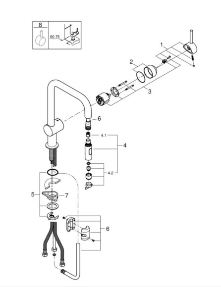 Смеситель для кухни Grohe Minta, однорычажный, хром (32322002)