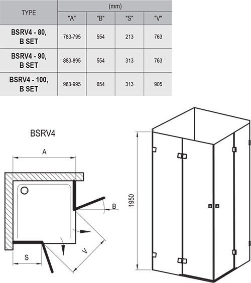 Душевая кабина Ravak Brilliant BSRV4, 80x80 (1UV44A00Z1)