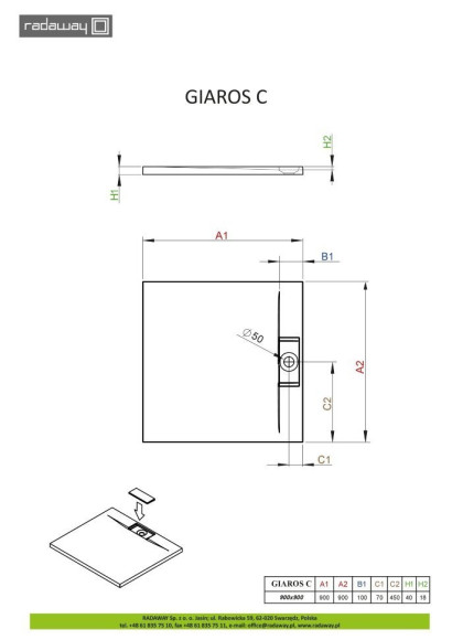 Душовий піддон Radaway Giaros C, 90x90 (MKGC9090-03)