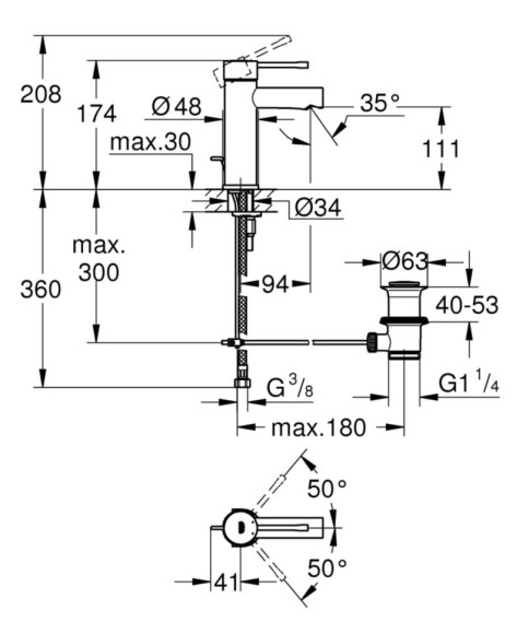 Змішувач для умивальника Grohe Essence, одноважільний, хром (32898001)
