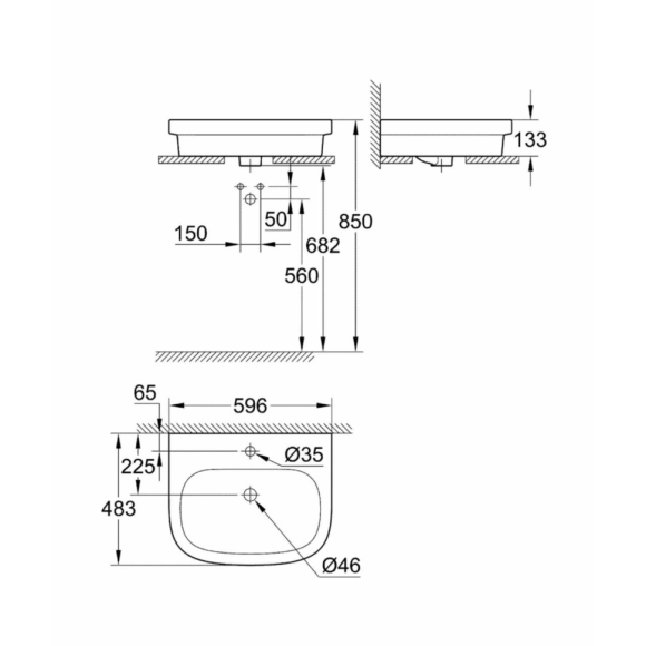 Умивальник накладний Grohe Euro Ceramic, 60 (3933700H)