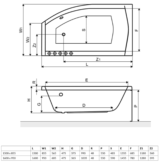 Ванна акрилова Radaway Sitera, ліва, 150x85 (WA1-32-150X085L)