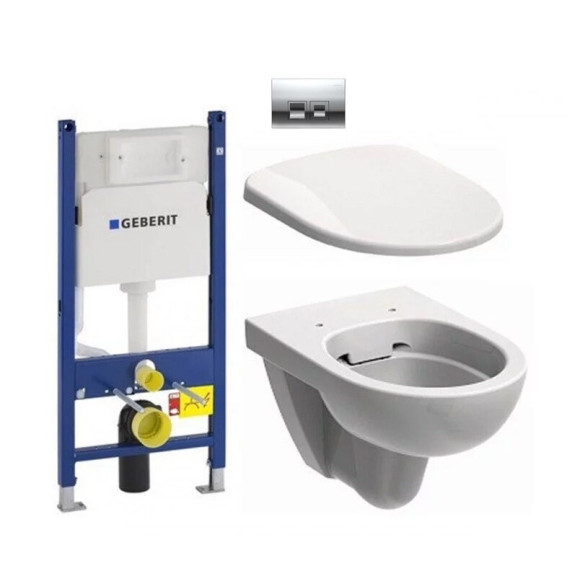 Комплект: Унітаз Kolo Nova Pro Rimfree + Інсталяція Geberit Duofix Delta + Кришка Soft-Close + Клавіша Delta 50 (M33120000+458.126.00.1+M30112000+115.135.21.1)