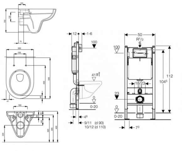 Комплект: Унітаз Kolo Nova Pro Rimfree + Інсталяція Geberit Duofix Delta + Кришка Soft-Close + Клавіша Delta 50 (M33120000+458.126.00.1+M30112000+115.135.21.1)