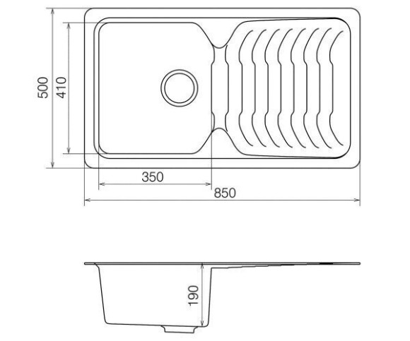Кухонная мойка гранитная Vankor Sigma, 85x50, черный (SIGMA SMP 02.85 BLACK)