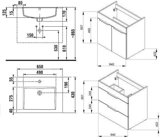 Тумба с умывальником Jika Cube, 65 (H4536021763001)