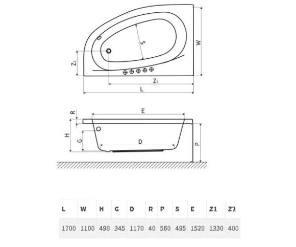 Ванна акриловая Excellent Kameleon, правая, 170x110 (WAEX.KMP17WH)