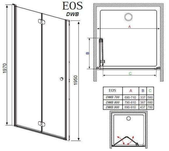 Душевые двери Radaway Eos DWB 70R, правые (37883-01-01NR) Душевые двери Radaway Eos DWB 70R, правые (37883-01-01NR)