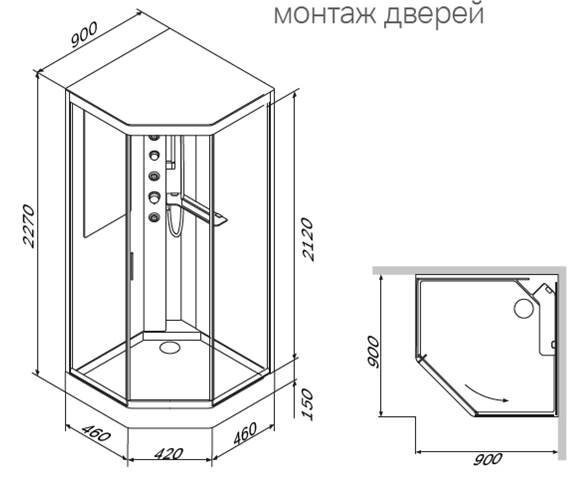 Гідромасажний бокс AM.PM Gem, 90x90 (W90C-018-090WTA)