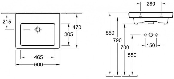 Умывальник подвесной Villeroy&Boch Subway 2.0, 60 (71136JR1)