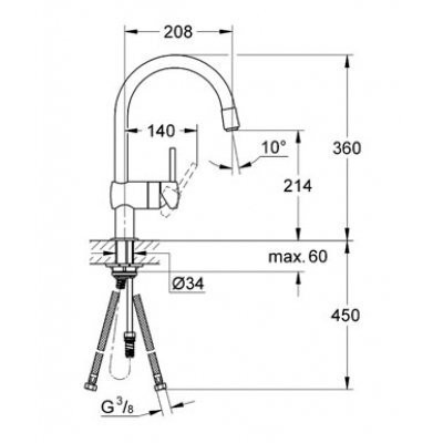 Змішувач для кухні Grohe Minta, одноважільний, хром (32918000)