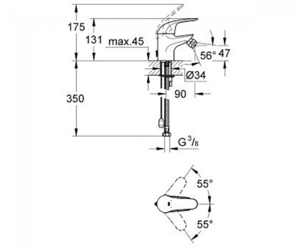 Змішувач для біде Grohe Euroeco, одноважільний, хром (32882000)