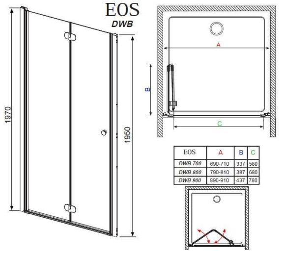 Душевые двери Radaway Eos DWB 80L, левые (37813-01-01NL)