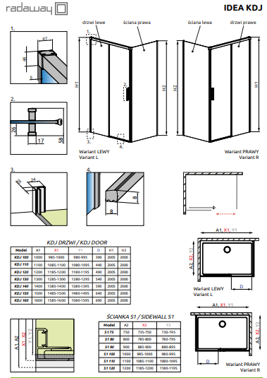 Душевая стенка Radaway Idea Black S1 90, правая (387050-54-01R) Душевая стенка Radaway Idea Black S1 90, правая (387050-54-01R)