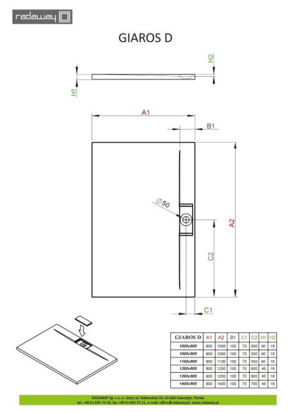 Душовий піддон Radaway Giaros D, 120x80 (MKGD1280-03)