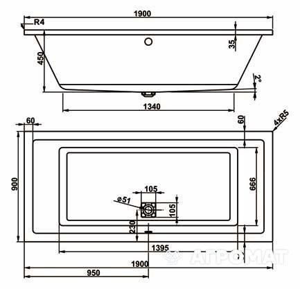 Ванна акриловая Vagnerplast Cavallo, 190x90 (VPBA190CAV2X-04)