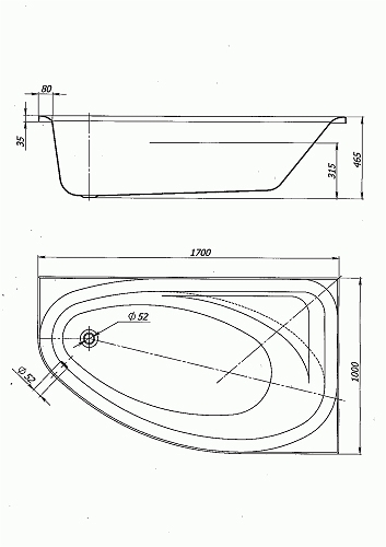 Ванна акриловая Kolo Spring, правая, 170х100 (XWA3070000)