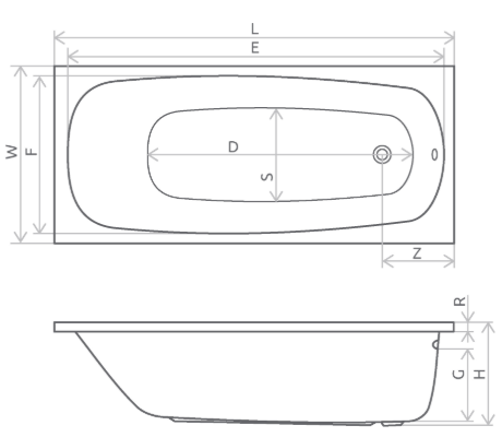Ванна акрилова Radaway Tesalia, 160x70 (WA1-06-160X070U)