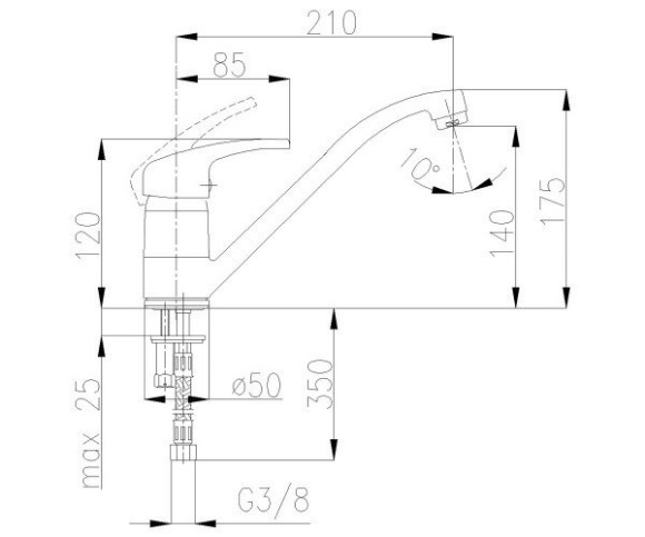 Смеситель для кухни KFA Armatura Opal, однорычажный, хром (473-945-00)