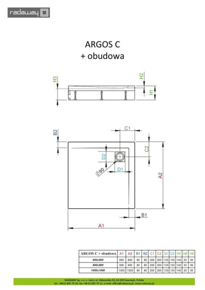 Душовий піддон Radaway Argos C, 80x80 (4ACN88-02)