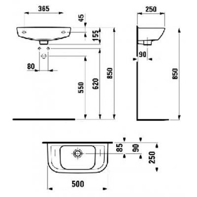 Умивальник підвісний Laufen Pro, 50 (H8169570001061)