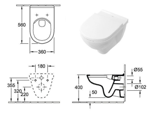 Унітаз підвісний Villeroy&Boch O.Novo (5660R0R1)