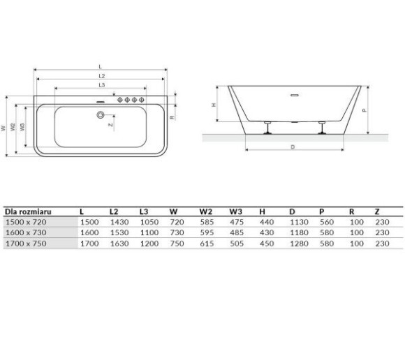 Ванна акриловая Excellent Lila, 150x72 (WAEX.LIL15WH)