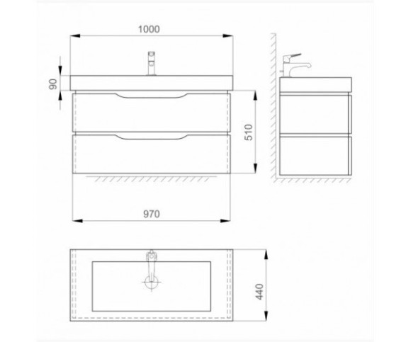 Тумба с умывальником Sanwerk Alessa Air, 100 (MV0000365)