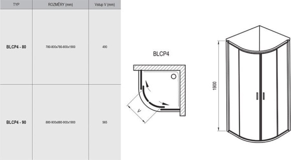 Душевая кабина Ravak Blix BLCP4, 80x80 (3B240100ZG)