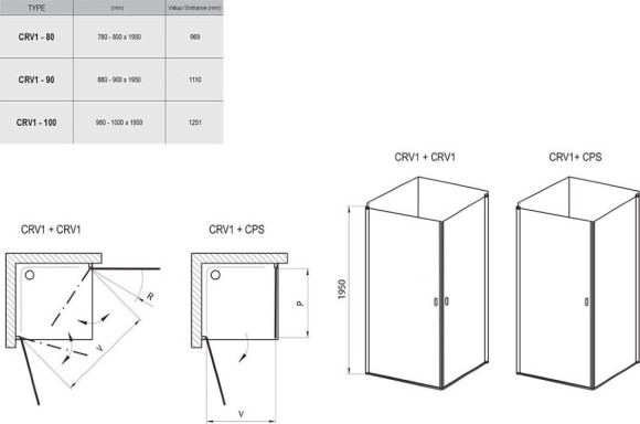 Душевая кабина Ravak Chrome CRV1, 80x80 (1QV40U01Z1)