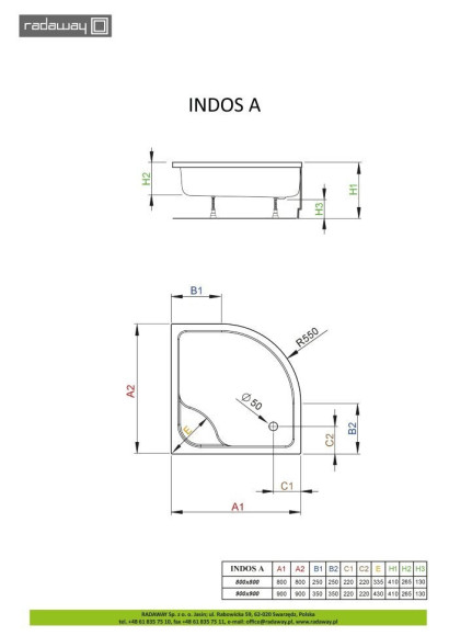 Душовий піддон Radaway Indos A, 80x80 (SIA8080-01)