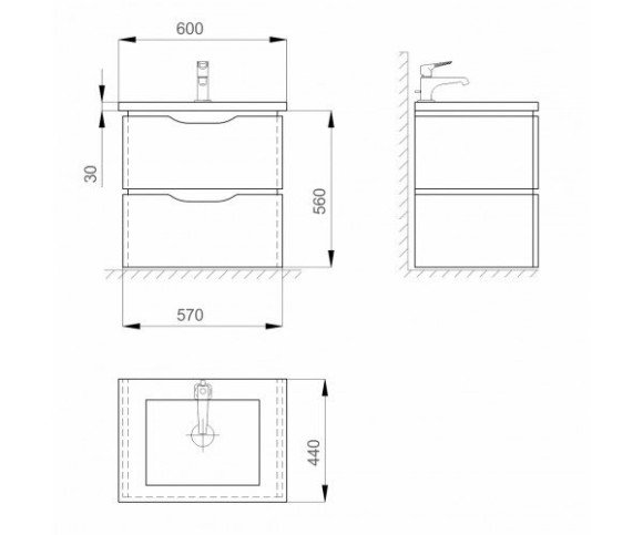 Тумба з умивальником Sanwerk Alessa Air, 60 (MV0000636)