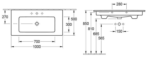 Умивальник підвісний Villeroy&Boch Venticello, 100 (4104AHR1)