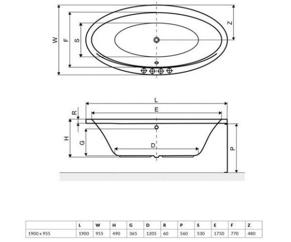 Ванна акриловая Excellent Lumina, 190x95 (WAEX.LUM19WH) Ванна акриловая Excellent Lumina, 190x95 (WAEX.LUM19WH)