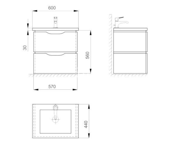 Тумба з умивальником Sanwerk Alessa Air, 60 (MV0000696)