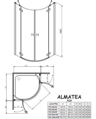Душевая кабина Radaway Almatea PDD+E, 90x80 (30532-01-01N)