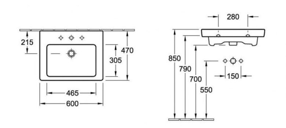 Умывальник подвесной Villeroy&Boch Subway 2.0, 60 (7113F1R2) Умывальник подвесной Villeroy&Boch Subway 2.0, 60 (7113F1R2)